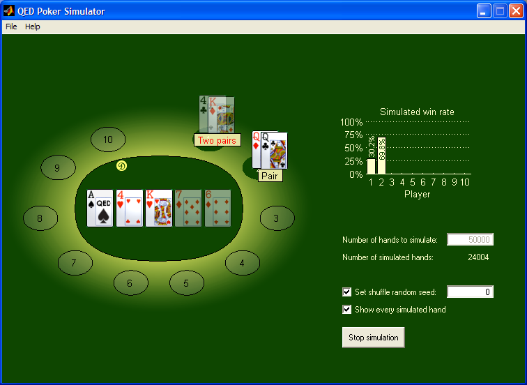 QED Poker Simulator Screenshot